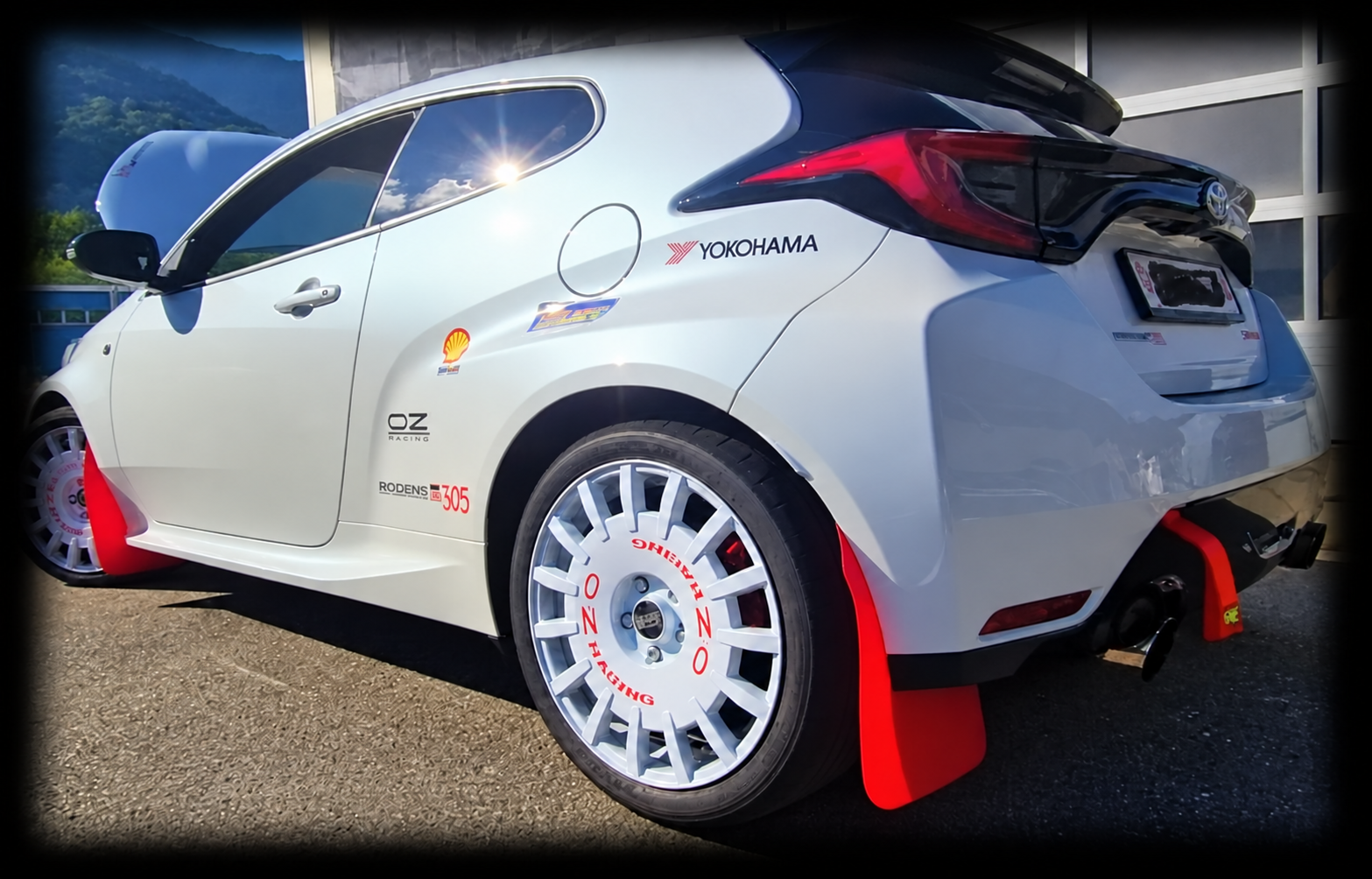 Polyurethane Mud Flap Set — Black / Red / White